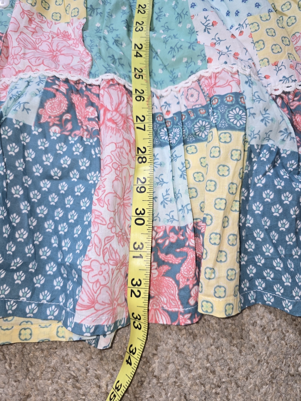 Simply Southern Patchwork Tiered Button-Front Dress in Multicolor Size Small - Picture 10 of 10